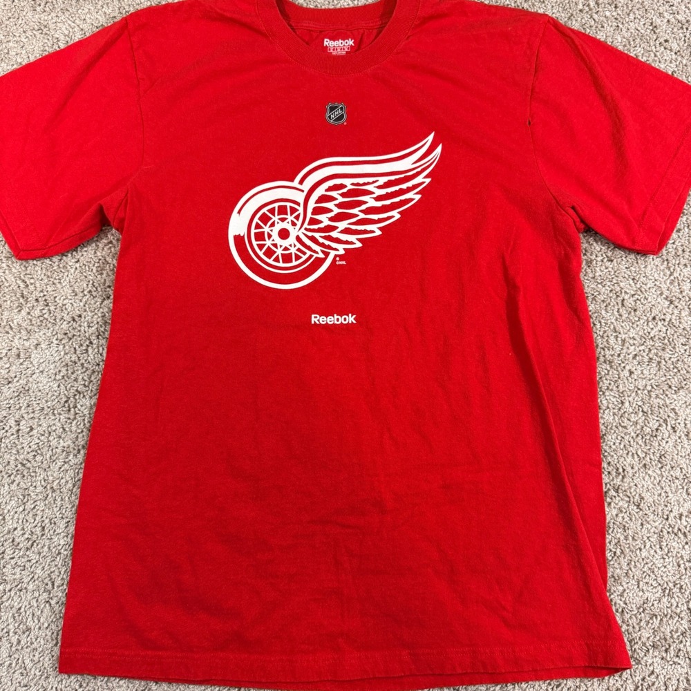 Reebok Detroit Red Wings T-Shirt Mens XL Red Good NHL Graphic Tee Cotton